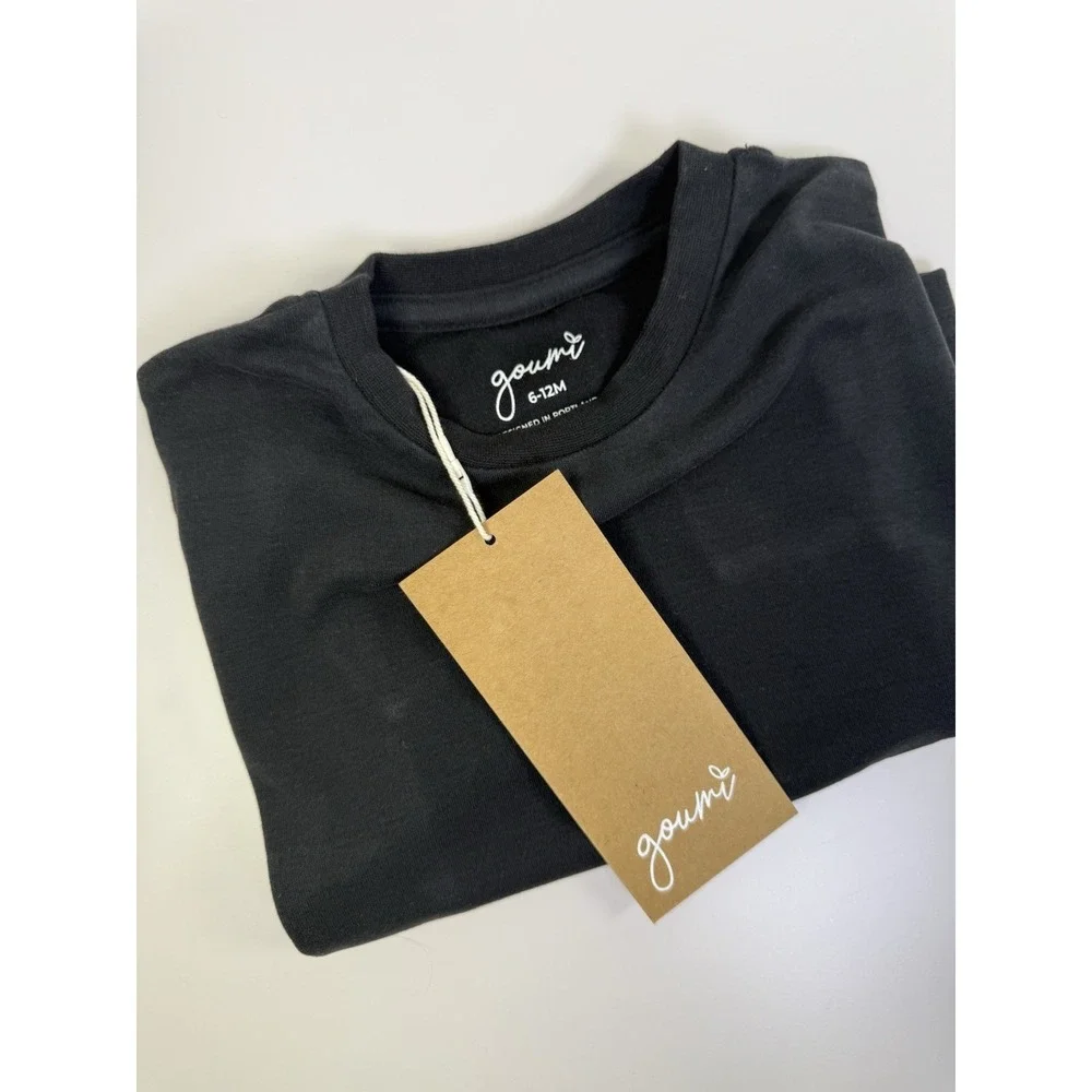 GoumiKids Organic Cotton‎ 6-12 M T-Shirt Black Short Sleeve